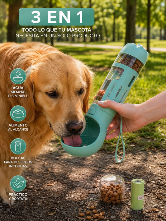 Botella Dispensadora 3 En 1 Para Mascota