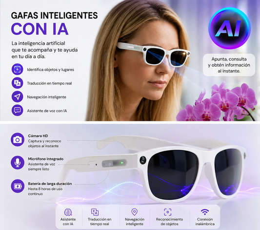 Lentes Inteligentes con IA y Cámara Integrada 🕶️🤖