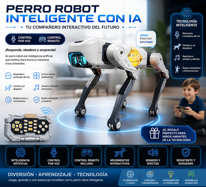 Perro Robot Inteligente con IA Control por Voz y Control Remoto