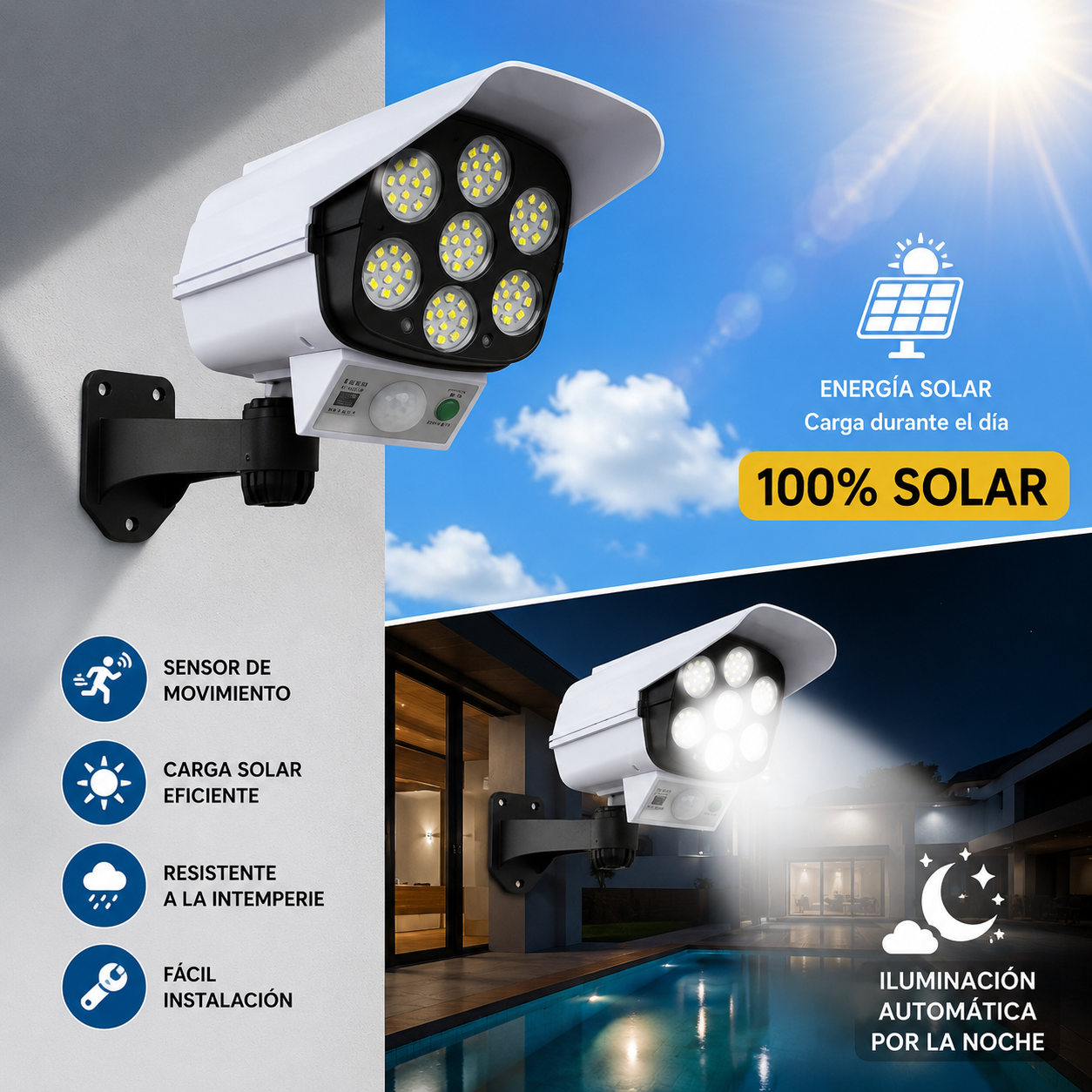 Foco Led Solar Tipo Camara