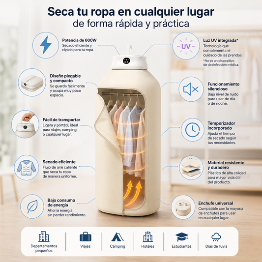 Secadora Ropa Portátil | Capacidad De Carga 10 Kg Beige