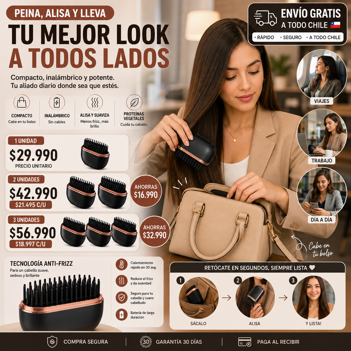 Peine Alisador Digital Compacto