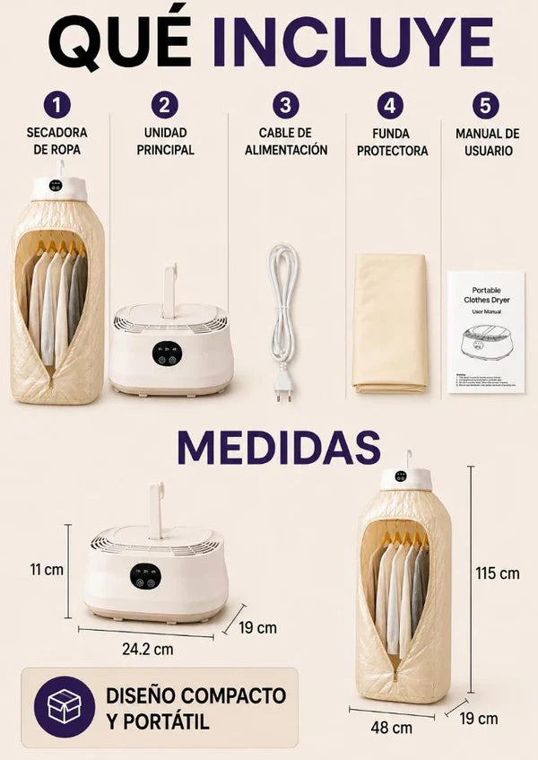 Secadora de Ropa Portátil | Capacidad 10 kg