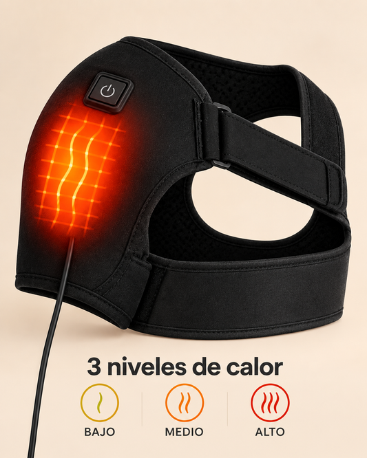 HombroRelax Pro con 3 niveles de calor: bajo, medio y alto