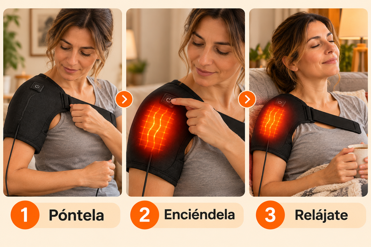 Pasos de uso de la hombrera térmica